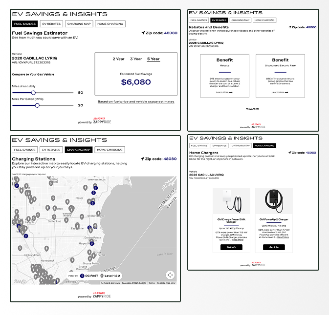 Close-up view of the EV widget interface and components.